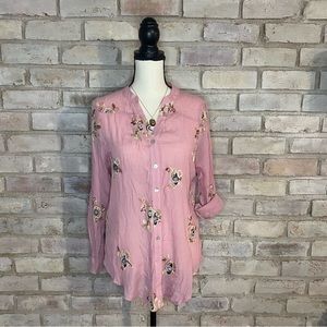 Fig and Flower Long Sleeve Blouse